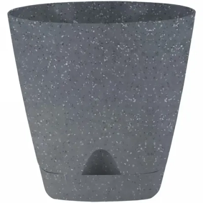 Горшок для цветов пластиковый 0,65л d-11см «Amsterdam» с прикорневым поливом, тёмный камень