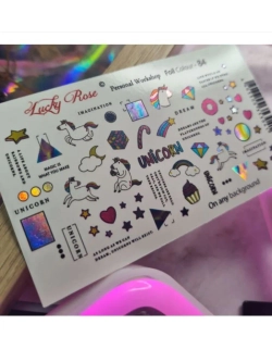 Lucky Rose Слайдеры наклейки для длинных ногтей Foil 084
