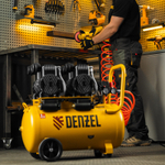 Компрессор безмасл. малошумный DLP -3000/50, 3 кВт, 2х1,5 кВт,50 л, 2850 об/мин,500 л/мин Denzel