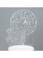 Светильник 3D ночник RISALUX «Волк», LED, белый, 12×9.5×16 с