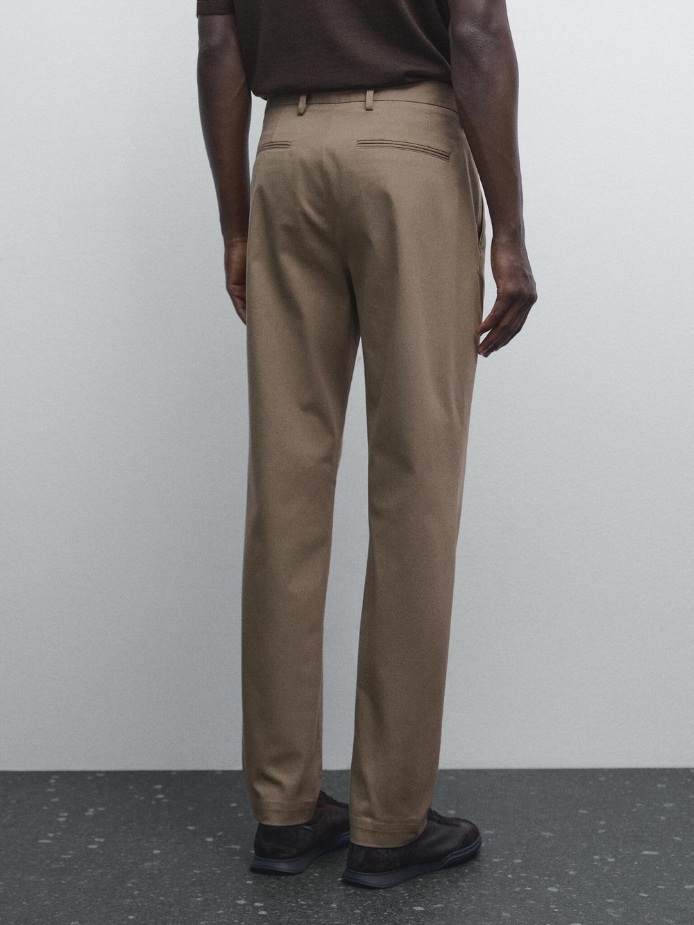 Massimo Dutti Зауженные брюки из смесового хлопка, хаки