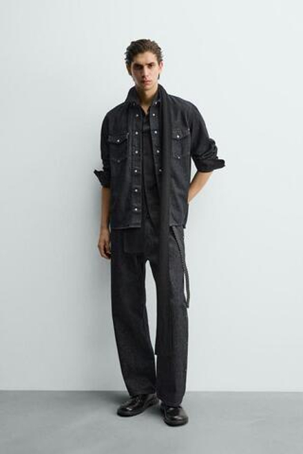 ZARA ДЖИНСЫ STRAIGHT FIT С ЗАКЛЕПКАМИ, ИНДИГО