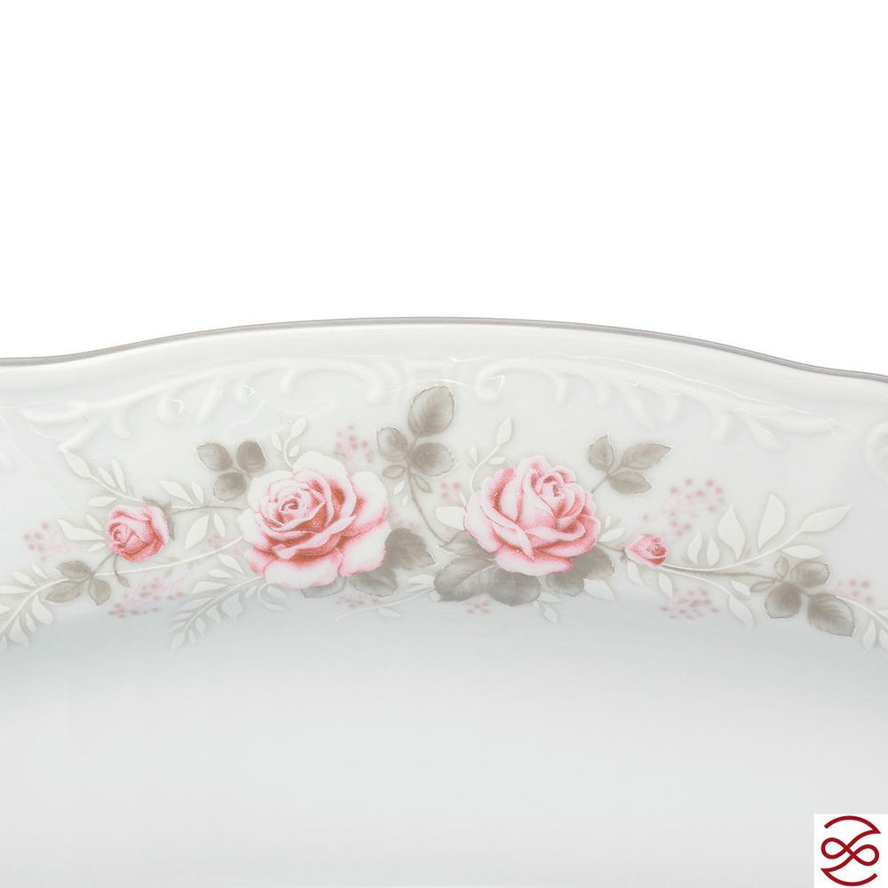 Блюдо овальное Bernadotte Серая роза платина 39 см
