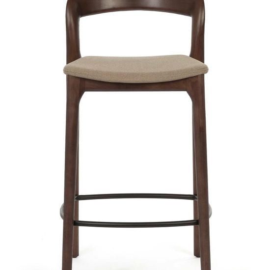 Полубарный стул Canada деревянный темно-бежевая ткань