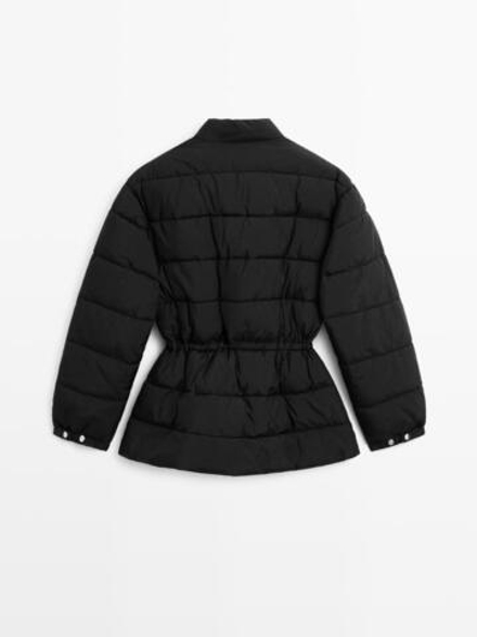 Massimo Dutti Стеганая куртка с воротником-стойкой, черный