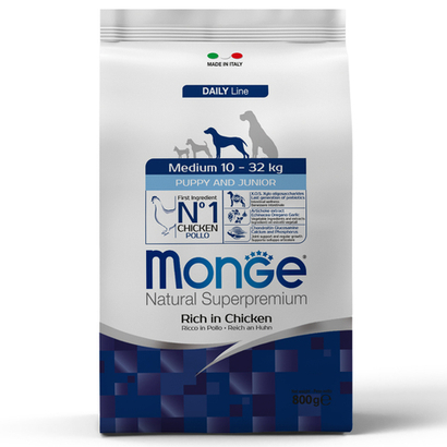 Сухой корм Monge Dog Medium Puppy&Junior для щенков средних пород, 800 г