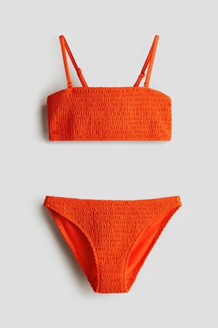 H&M КУПАЛЬНИК С РЕЛЬЕФНЫМИ ДЕТАЛЯМИ, ЯРКО-ОРАНЖЕВЫЙ