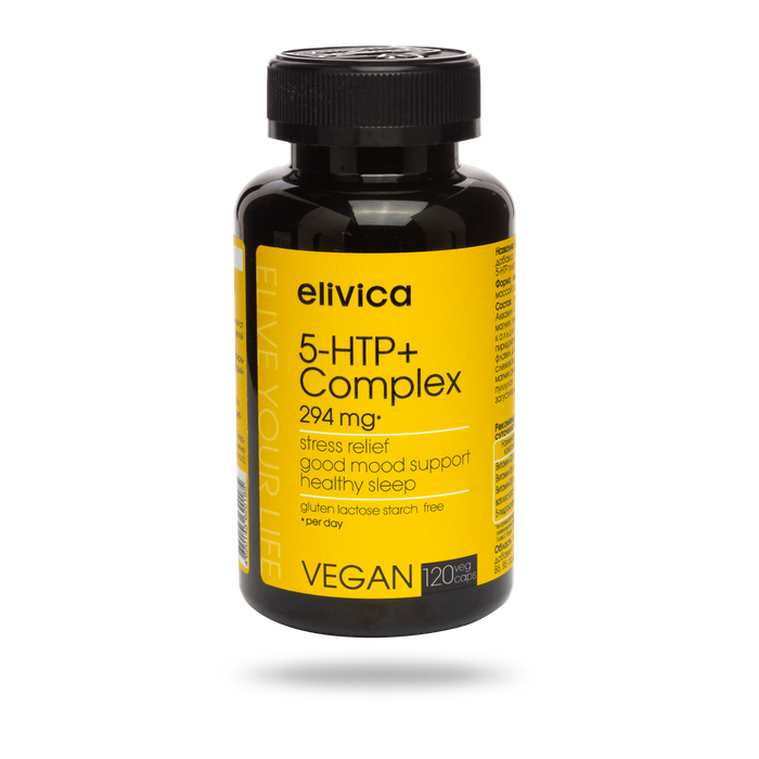 Комплекс Витаминов В с 5-Гидрокситриптофаном, 5-HTP + Complex, Elivica, 120 вегетарианских капсул