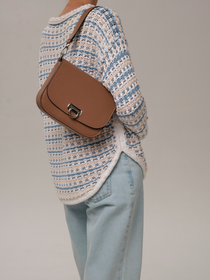 Сумка кожаная кросс-боди коричневая