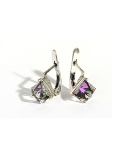 "Кубик" серьги в серебряном покрытии из коллекции "Леди" от Jenavi с английским замком