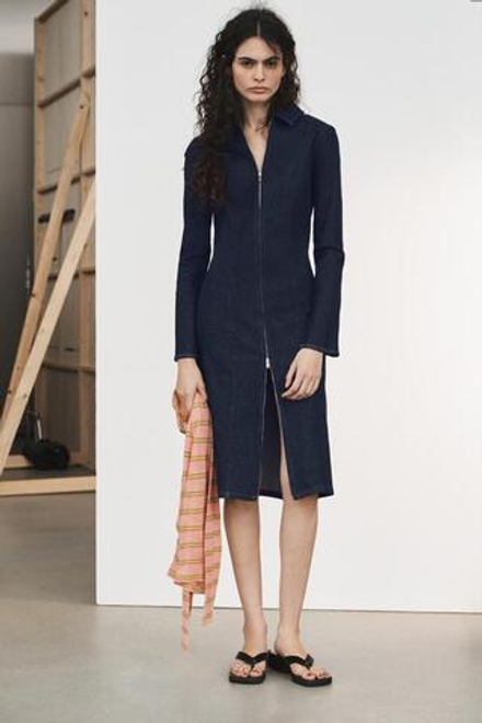 ZARA ДЖИНСОВОЕ ПЛАТЬЕ TRF НА МОЛНИИ, ТЕМНЫЙ ИНДИГО