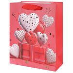 Подарочный пакет «Сердца с подарками» в четрых дизайнах, 18х23х12 см