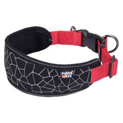 60138  Ошейник RUKKA CUBE SLIP SOFT COLLAR, расширенный двойного типа с мягкой подкладкой, цвет красный с черным