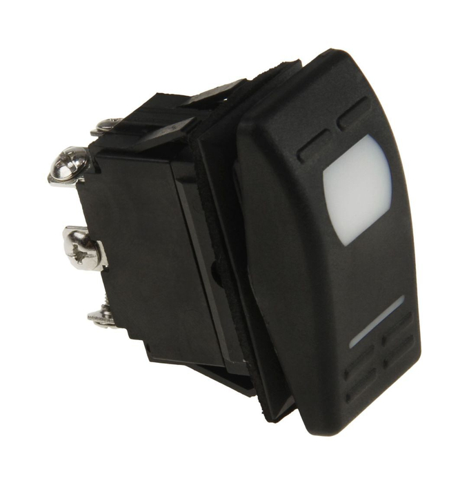 Переключатель трехпозиционный (ON)-OFF-ON 12 В/16А 6Р с подсветкой без фиксации 1 положения