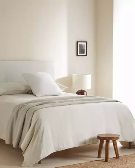 ZARA HOME ПОДОДЕЯЛЬНИК ИЗ СТИРАННОГО ЛЬНА, СВЕТЛО-БЕЖЕВЫЙ