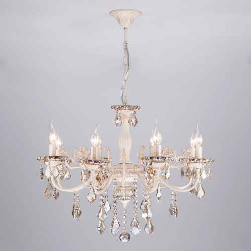 Подвесная люстра 3281/8 белый с золотом / тонированный хрусталь