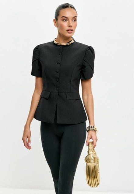 Жакет с баской и коротким рукавом