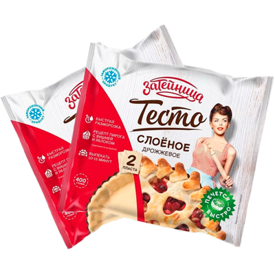 тесто слоеное Затейница ДРОЖЖЕВОЕ 400гр (1х12)