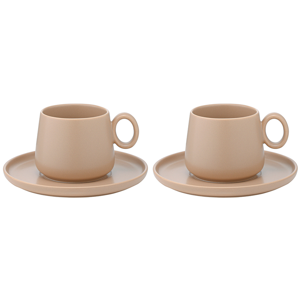 Набор из двух чайных пар бежевого цвета из коллекции essential, 250 мл