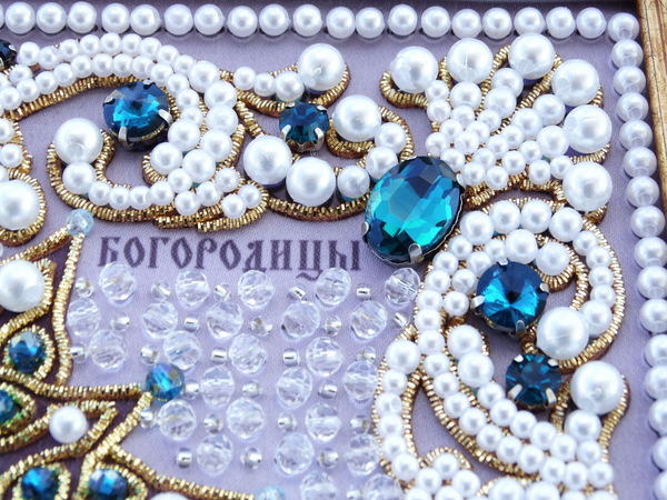 ЖС-10-ЗЛ Набор для вышивания хрустальными камнями Покров Прсв Богородицы (лазурный)