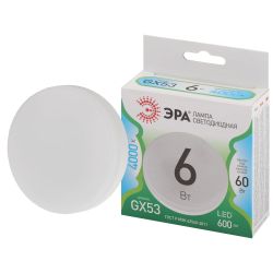 Лампа светодиодная ЭРА GREEN LINE LED GX-6W-840-GX53 GL 6Вт таблетка яркий белый свет GX53 | Лампы cветодиодные Плоские (GX)