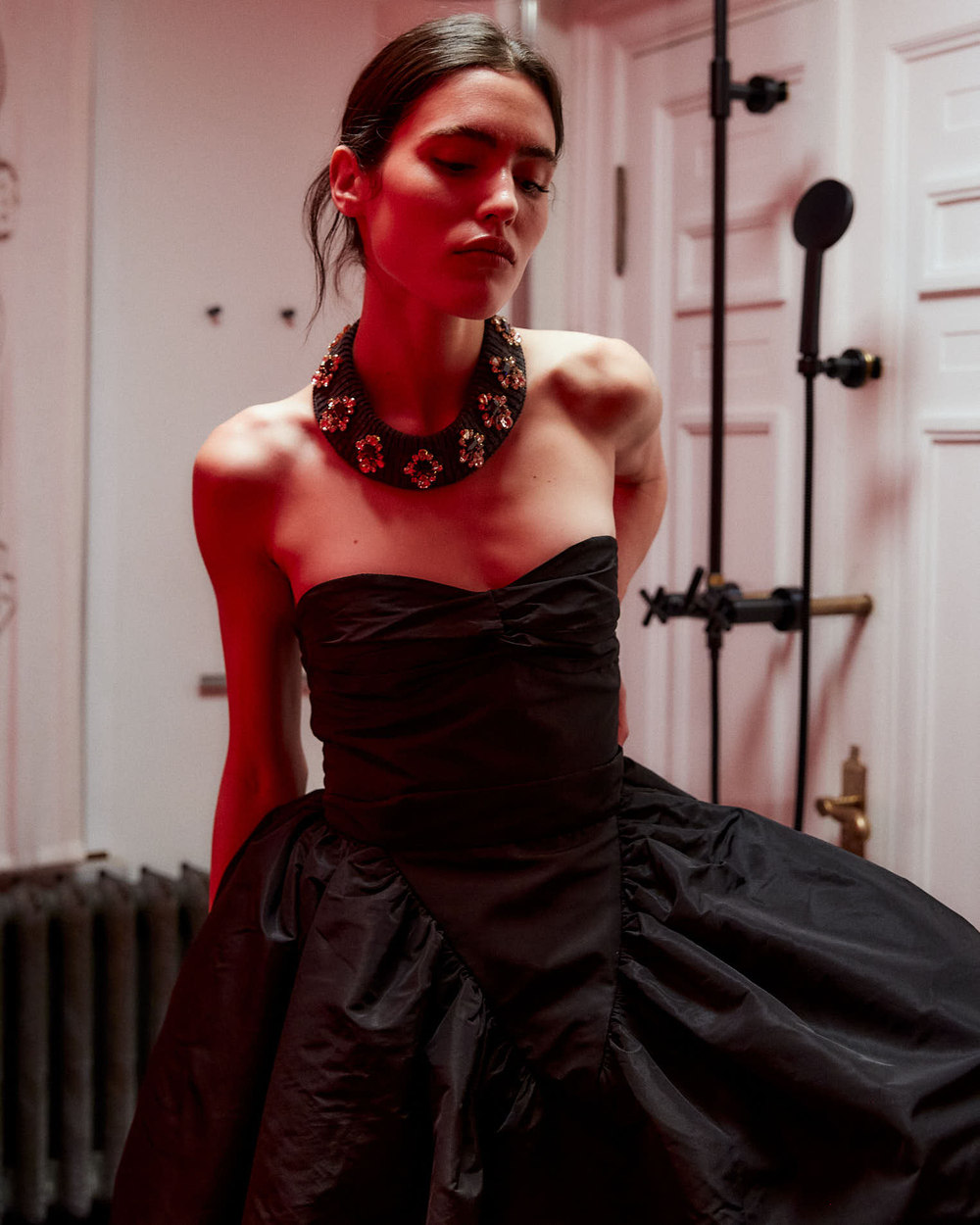 Топ-корсет из тафты черный