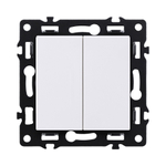 Выключатель 2-клавишный проходной 10А/250В, белый Kollinger Asthetik AS-005WH