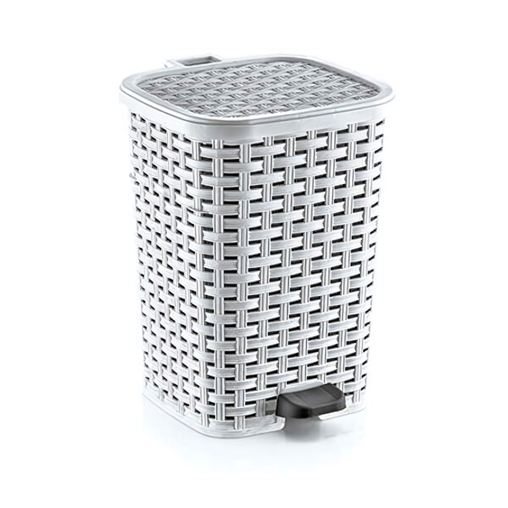 Мусорное ведро с педалью 12 лт ПЛЕТЁНОЕ белый