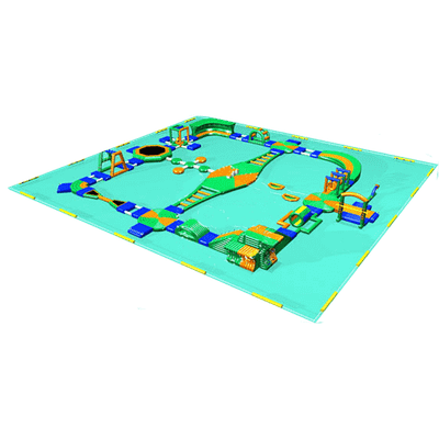 Коммерческий надувной аквапарк на воде «Водный мир без границ» 40×38×5 м