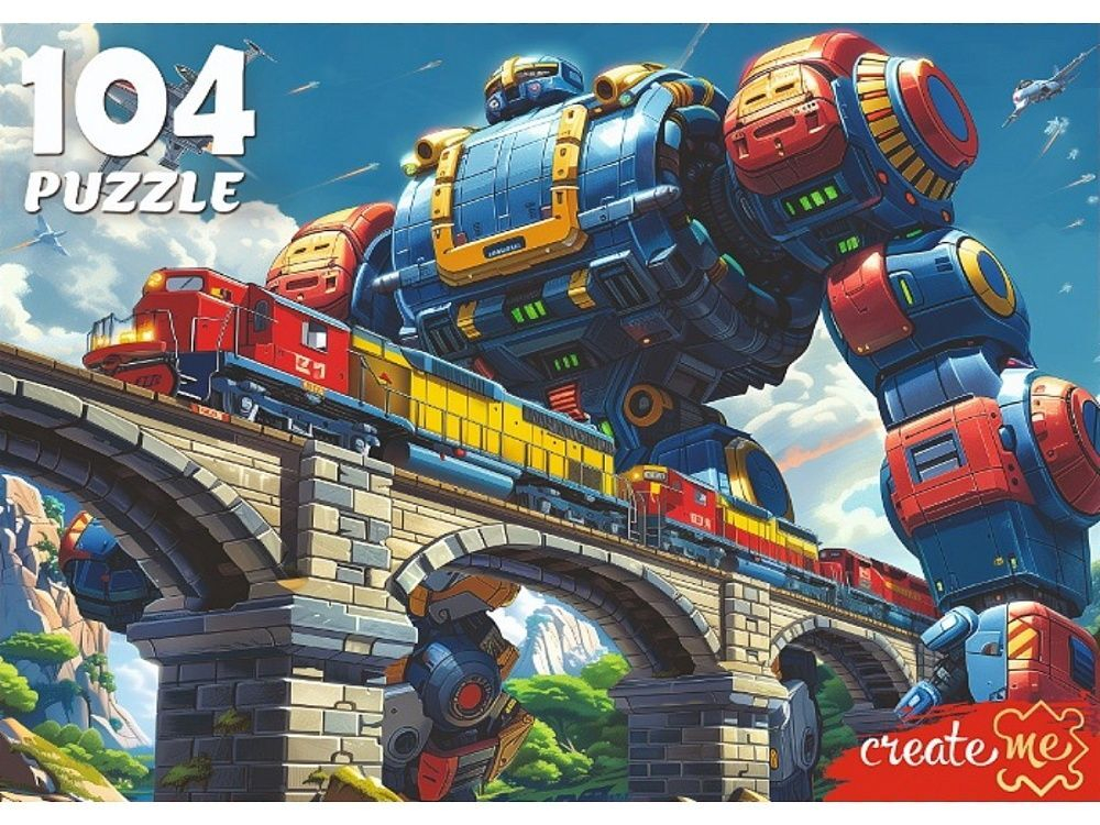 Пазлы 104 элемента 270*330см "Трансформер и поезд"