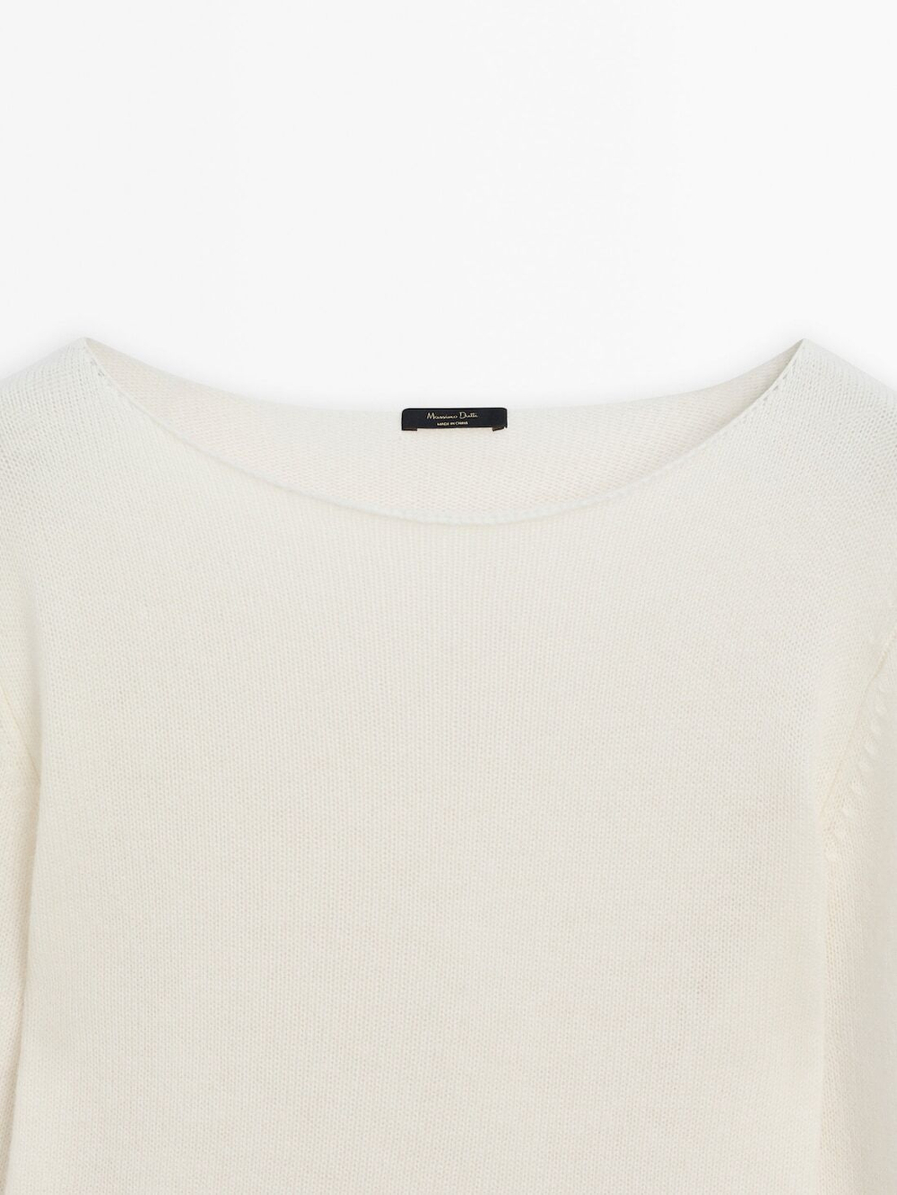 Massimo Dutti Свитер из тонкой шерсти с окантовкой, светло-бежевый