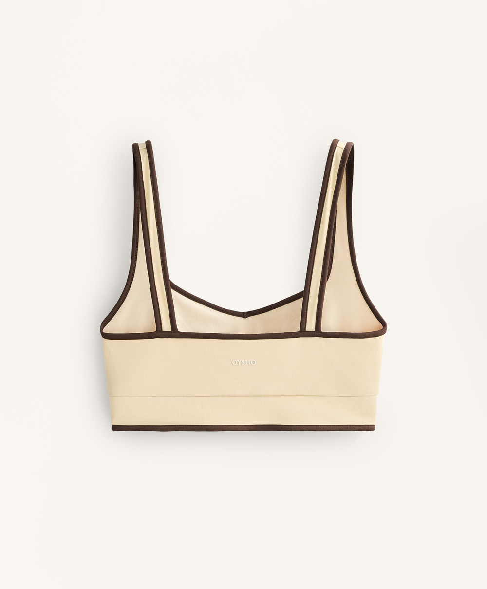 Oysho Топ Comfortlux с контрастными деталями, ванильный