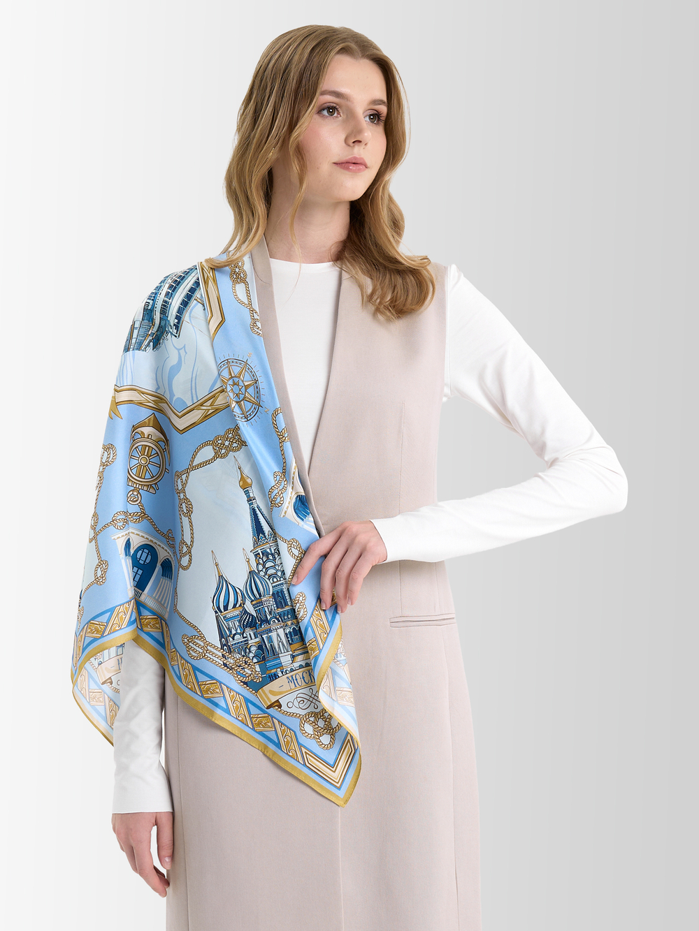 Платок «Реки России» 100% шёлк