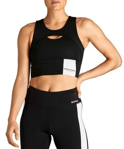 Женский топ теннисный Björn Borg Overlap Crop Top W STHLM - black beauty