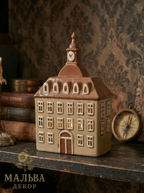 Подсвечник "Домик Амстердам с часами" 20x10x26 см от Clayre & Eef