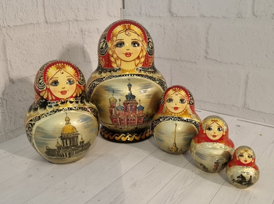 Матрешка "Санкт-Петербург" 5 мест