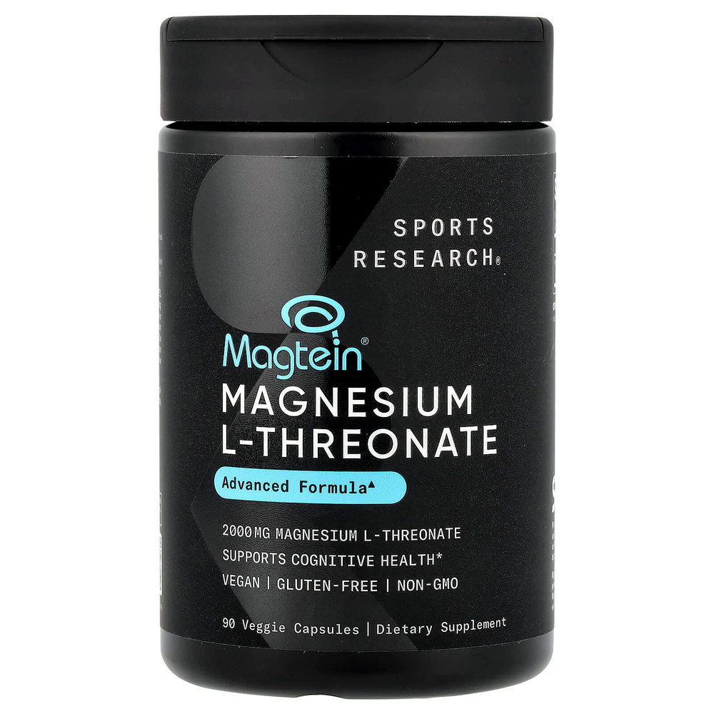 Sports Research, Magtein®, L-треонат магния, 90 растительных капсул (666 мг в 1 капсуле)