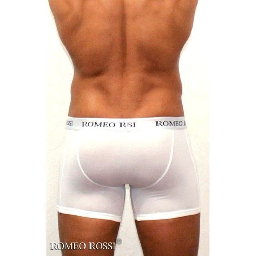 Мужские трусы боксеры удлиненные c резинкой Romeo Rossi белые RR7001-01