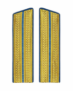 Погоны парадные золотые металлизированные один голубой просвет со скосом