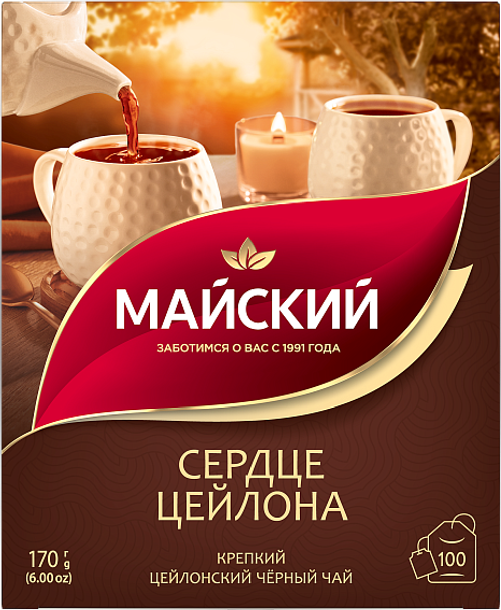 Майский Чай чёрный "Сердце Цейлона", 100×1,7 г