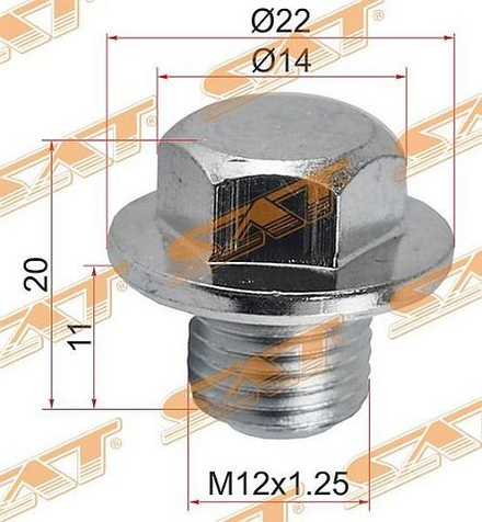 ПРОБКА поддона сливная двигателя SAT ST-90341-12012
