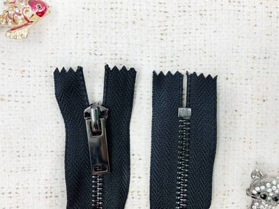 Молния шлифованная металл Т5, н/р, L 18 см, чёрный/тёмный никель