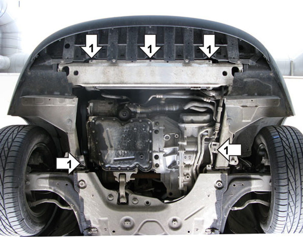 Защита картера Двигателя, КПП. 2 мм, Сталь. для Renault Laguna III 2007-2015 MOTODOR.01703