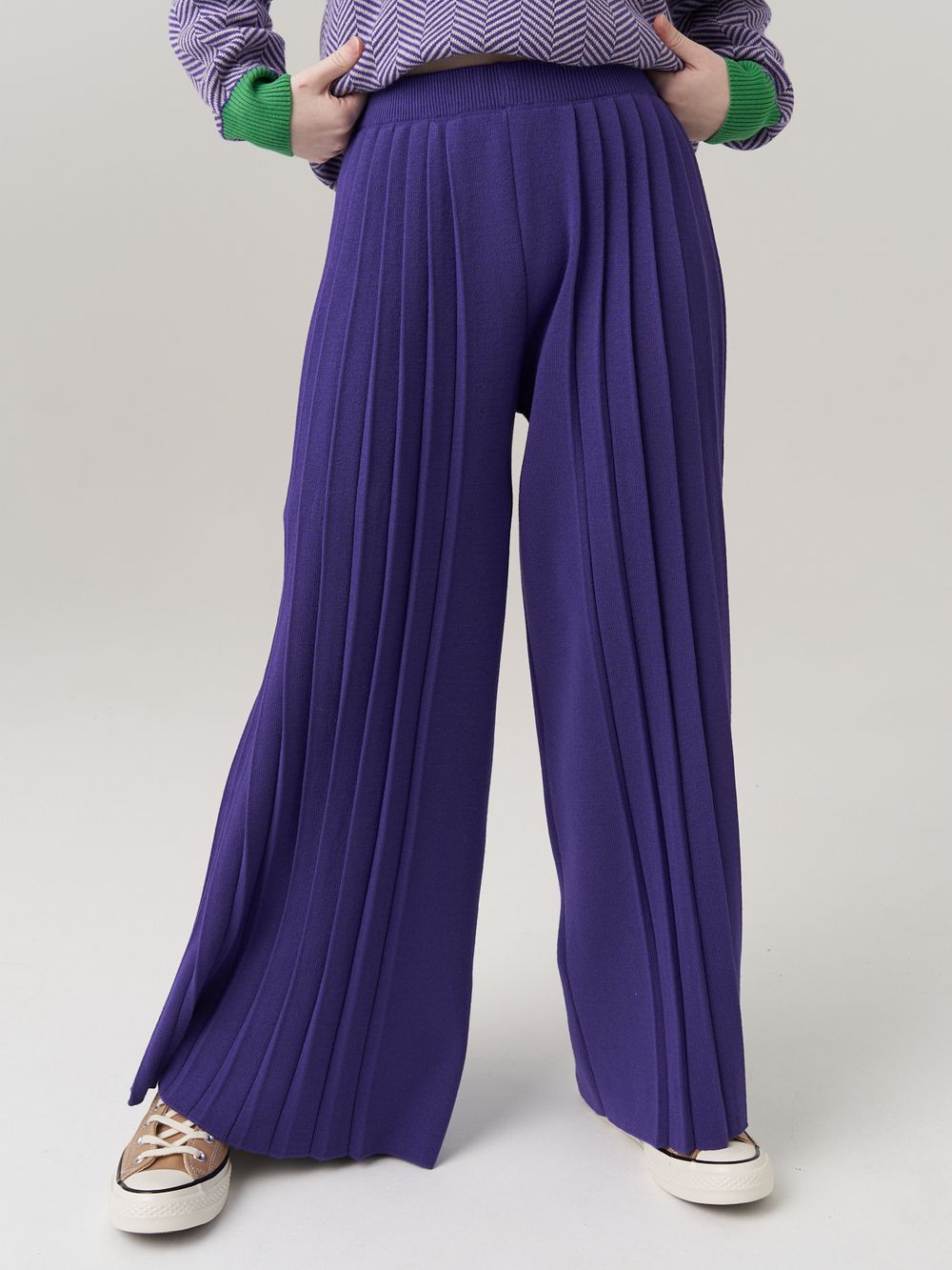 Школьные широкие брюки для девочки AT726-2 сиреневый