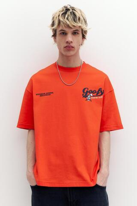 PULL&BEAR Футболка с принтом «Goofy», оранжевый