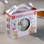 3850488 Набор детской посуды «Жирафик», 3 предмета: кружка 230 мл, миска 400 мл, тарелка 18 см