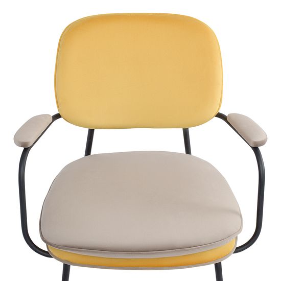 Стул с подлокотниками и контрастным кантом pea, велюр, желтый/бежевый