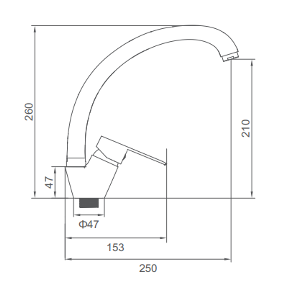 СМЕСИТЕЛЬ ДЛЯ КУХНИ С ВЫСОКИМ ИЗЛИВОМ С ГАЙКОЙ CASELA 55902 ХРОМ