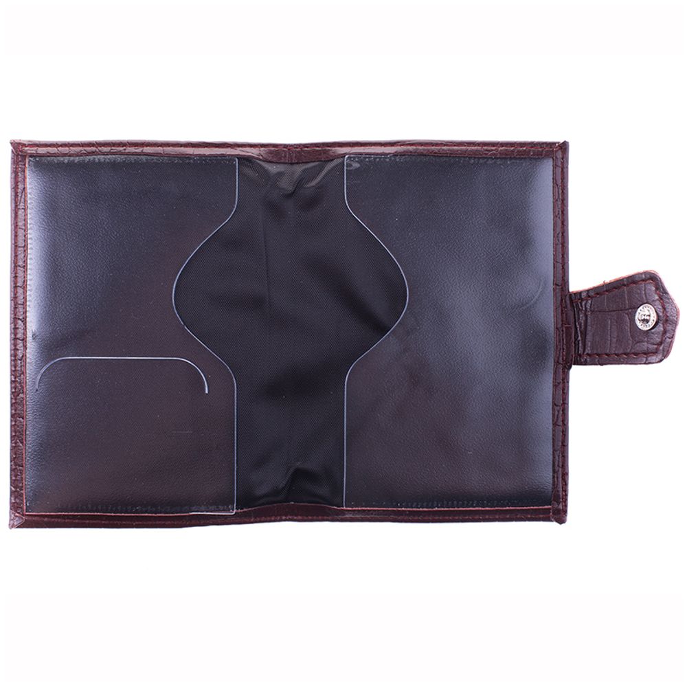 Обложка на паспорт, Спейс, кожзам + изолон, под крокодила, с кнопкой, с подкладом, терракотовая