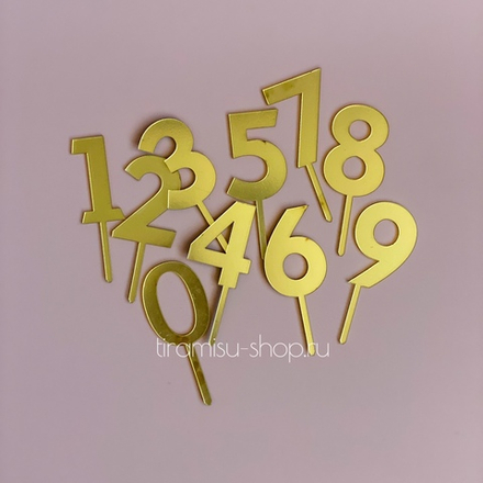 Набор топперов "Цифры", 8x3 см, цвет золото, 10 шт